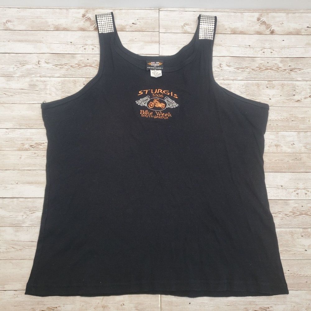Harley Davidson Women's Studded Tank Top, 26W, Black, Sturgis 2006,‎ USA, Biker